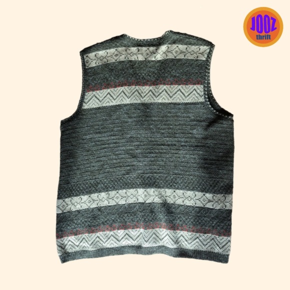 Pull no sleeves Tellement Vous Femme Green tan red orange beige size M medium - Picture 2 of 6